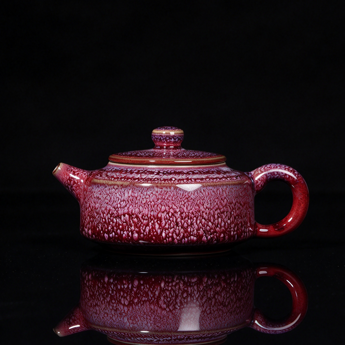 Jun Ware Snow-Flake Fish-Roe Glaze Handcrafted Teapot 200ml