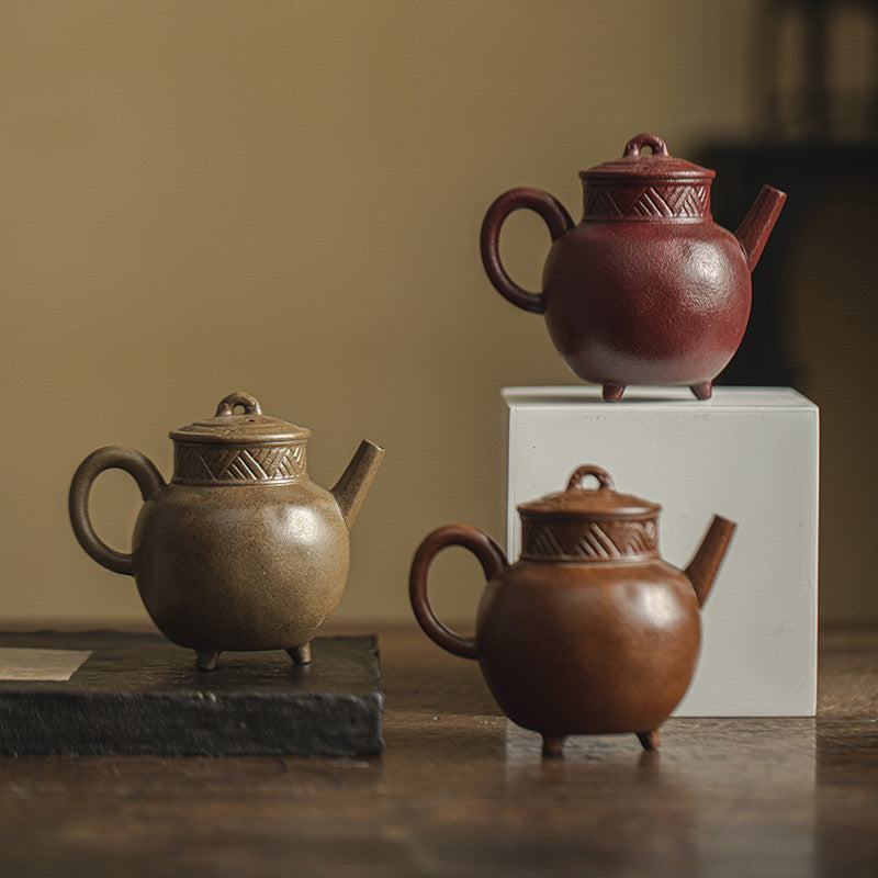 Vintage 3-Footed Rough Ceramic Tea Pot Chado Ware