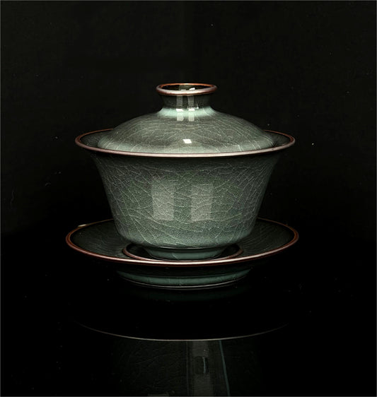 Longquan Celodon Tea Bowl(Gaiwan) Iron Clay Dark Green