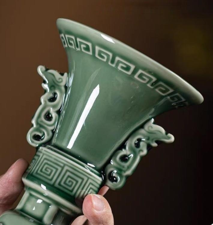 Longquan Celadon Vintage Goblet Tea Cup