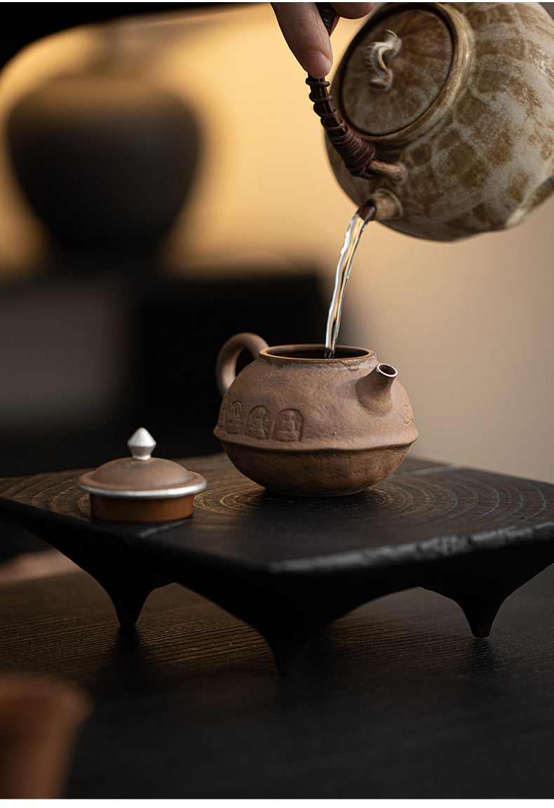 Wabi-Sabi Style  Coarse Clay Buddha Teapot