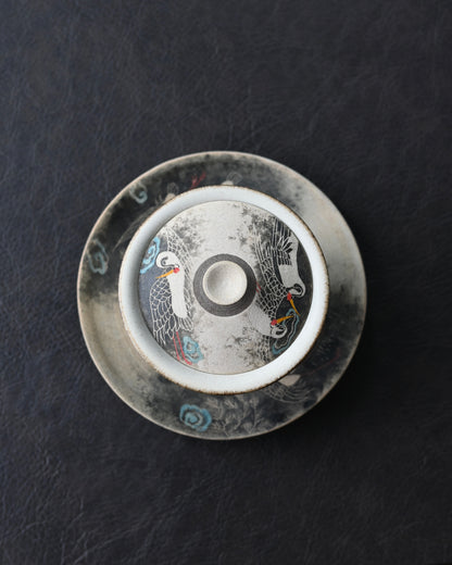 Jingdezhen handgeschnitztes und handbemaltes Gaiwan-Set mit Kranichen