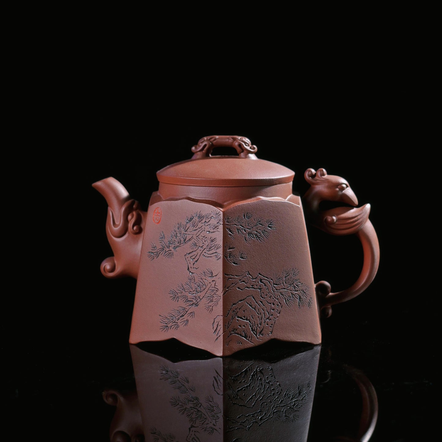 Yixing Zhuni Clay Hexagonal Teapot 400ml