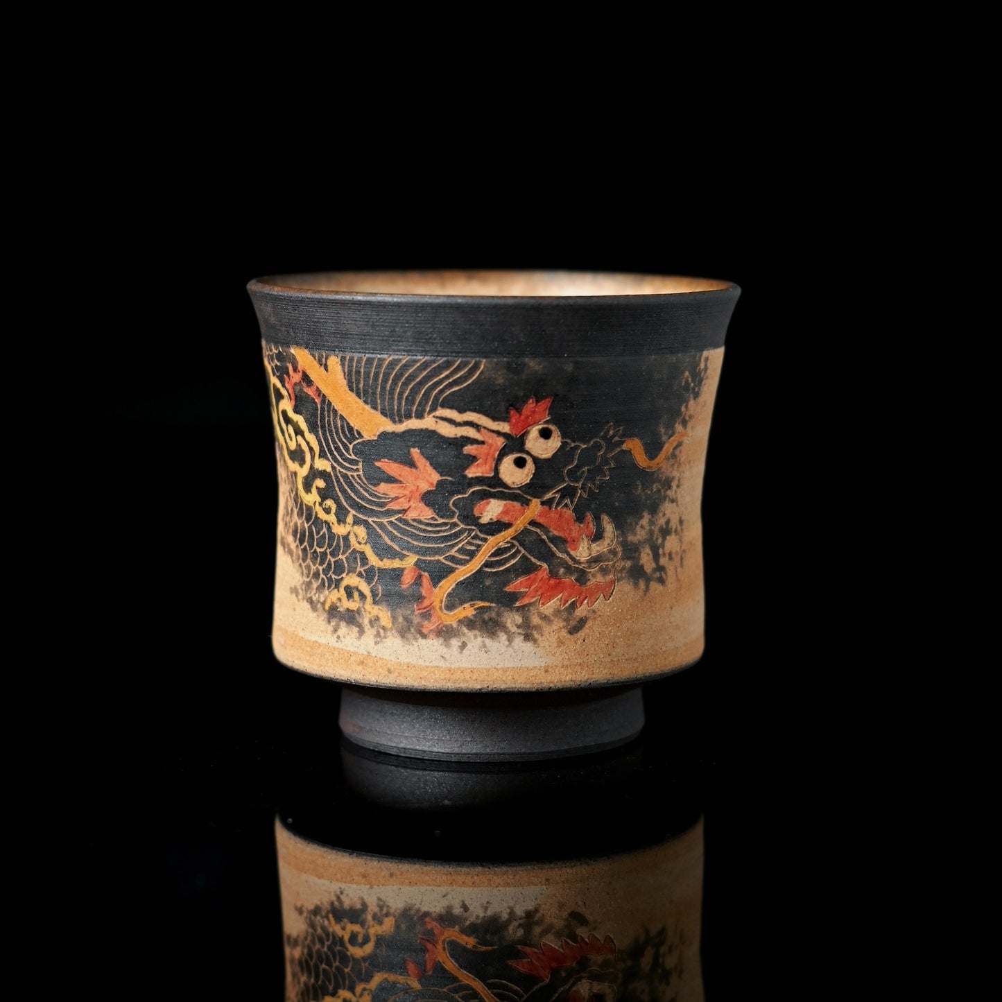 Jingdezhen Hand-Carved and Hand Painted Dragon Teacup