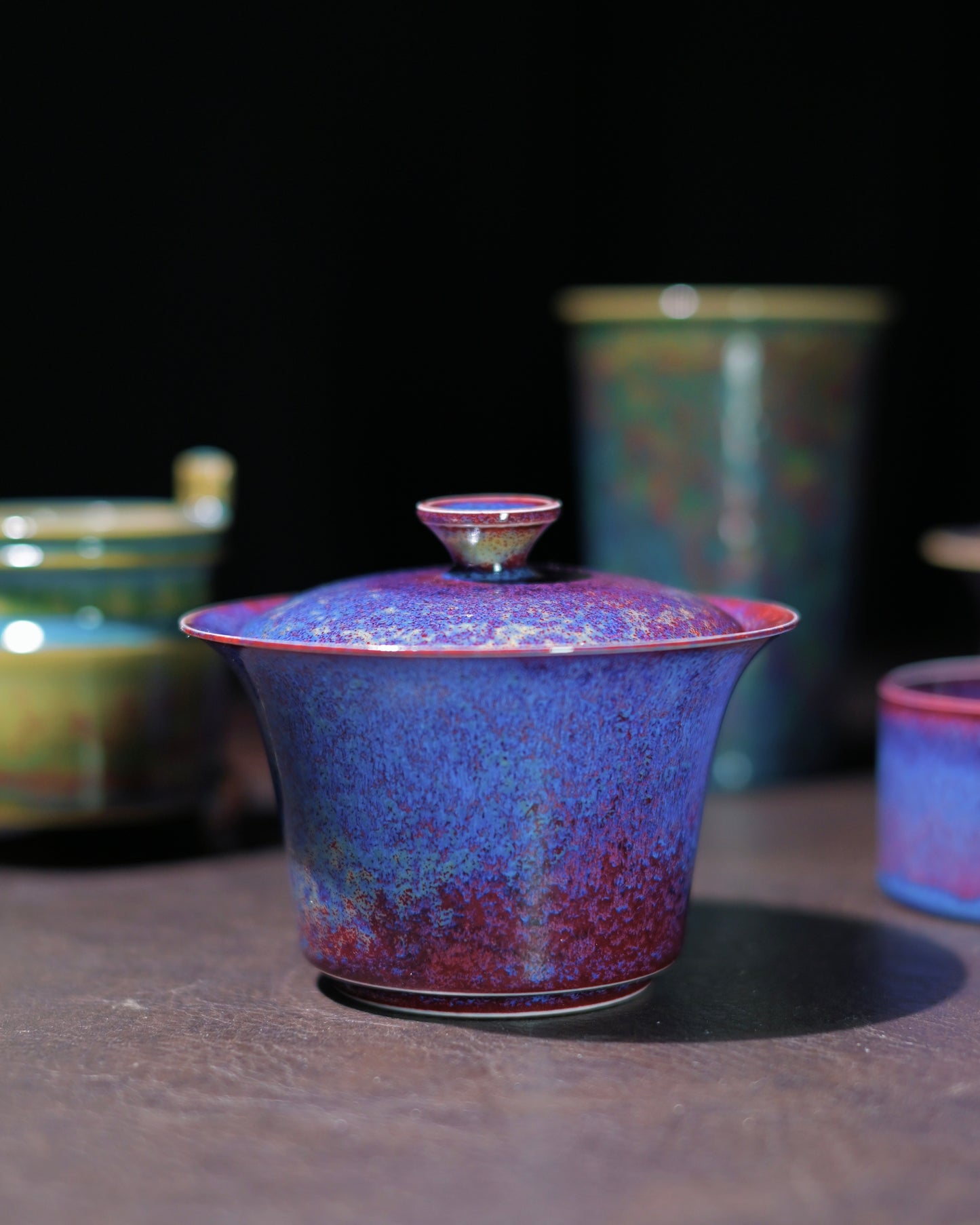 Jun Kiln "Peacock" Glaze Gaiwan Wide-Rim Design 120ml