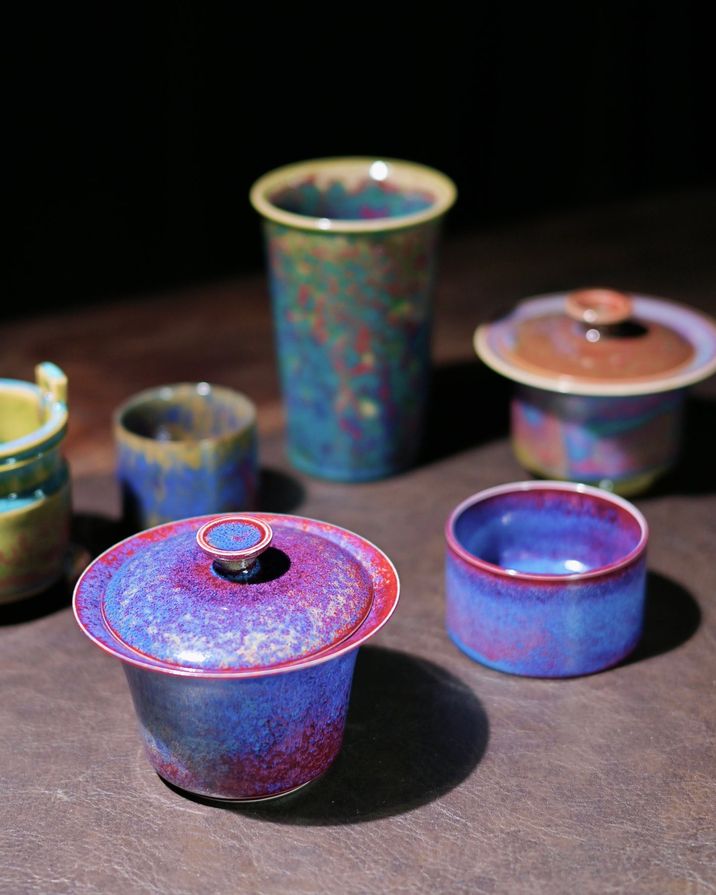 Jun Kiln "Peacock" Glaze Gaiwan Wide-Rim Design 120ml