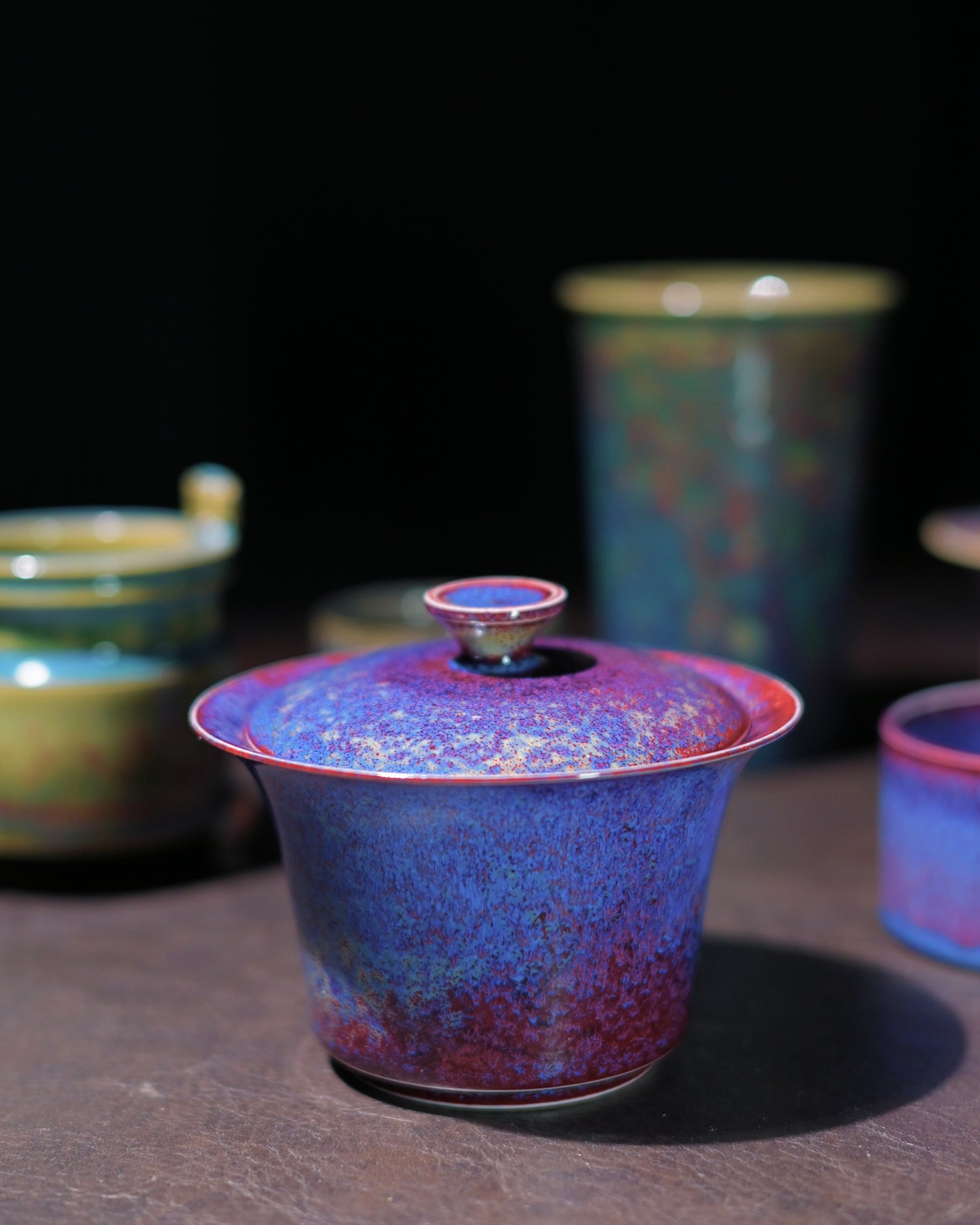 Jun Kiln "Peacock" Glaze Gaiwan Wide-Rim Design 120ml