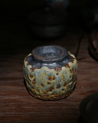 Einzigartiges Einzelstück Wabi-Sabi Shino-Keramik Ofen-Transformation Teetasse