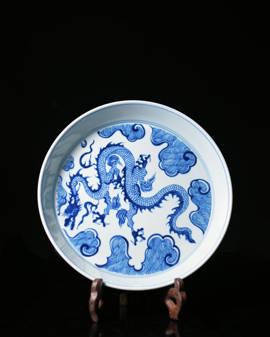 Jingdezhen Underglaze Blue and White Dragon Gaiwan Set 150ml