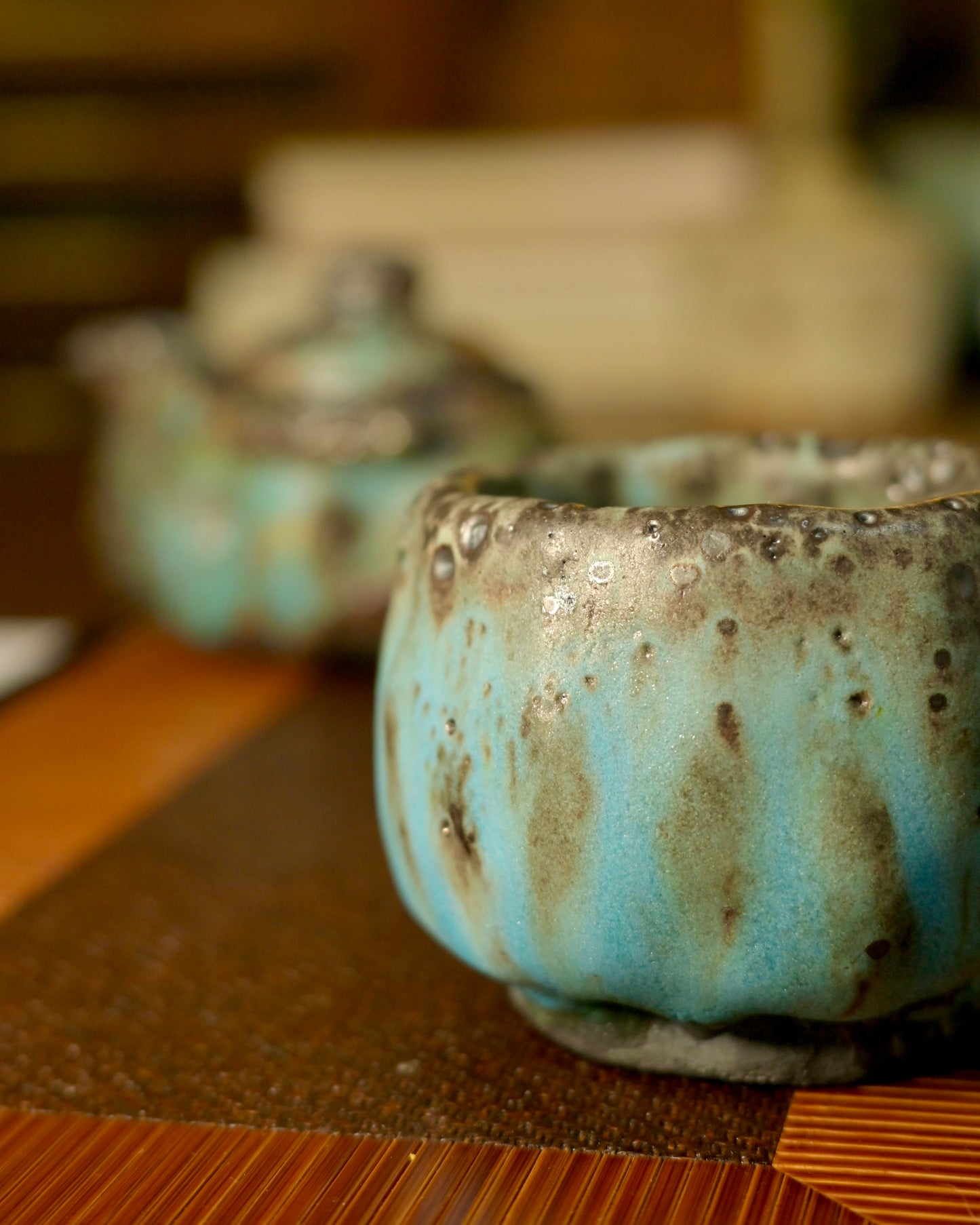 Unique Piece Wabi-Sabi Shino Ware Kiln-Transformation Teaset 120ml