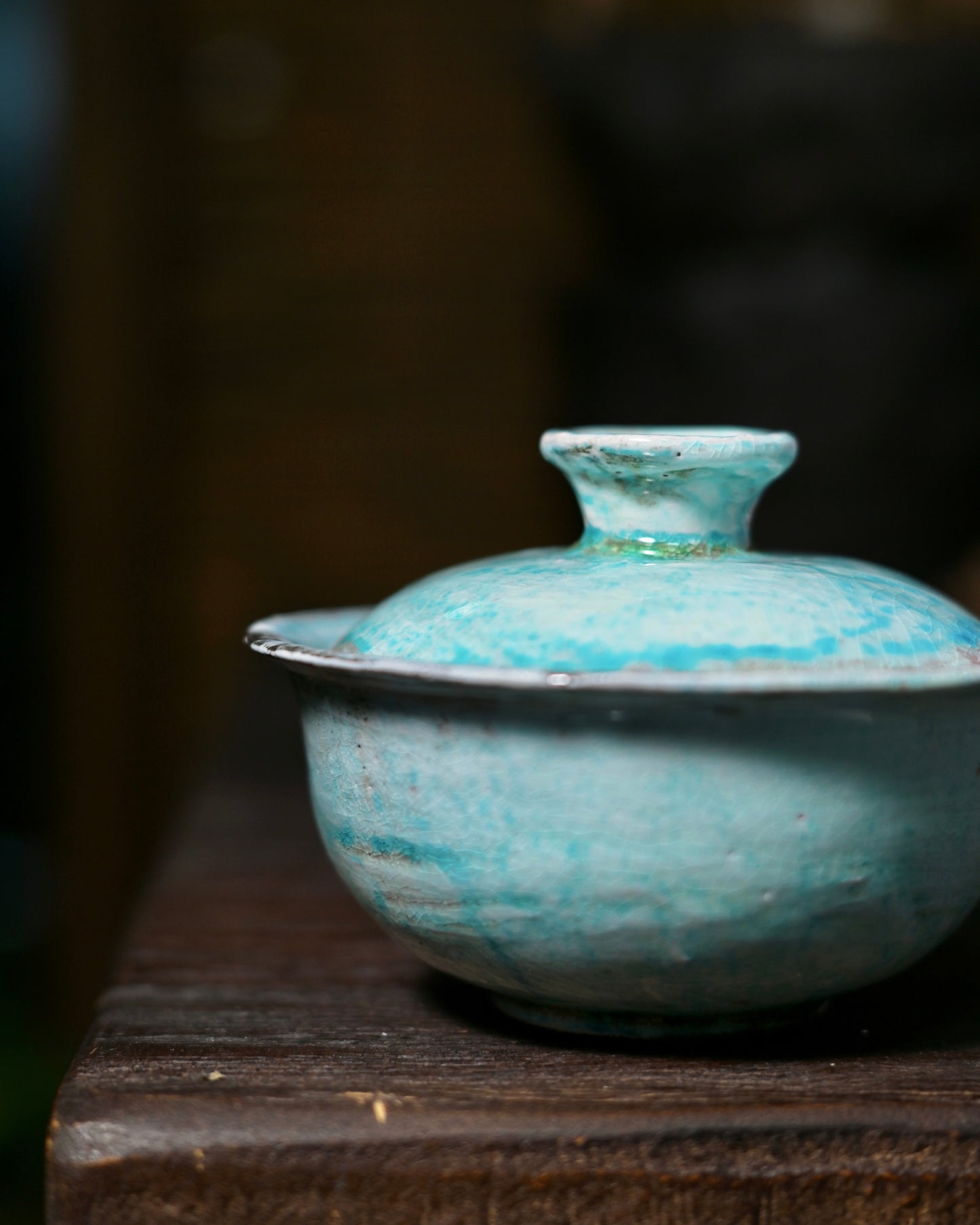 Unique Piece Wood-Fired Soda Kiln Kohiki Blue Gaiwan 100ml