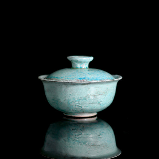 Unique Piece Wood-Fired Soda Kiln Kohiki Blue Gaiwan 100ml