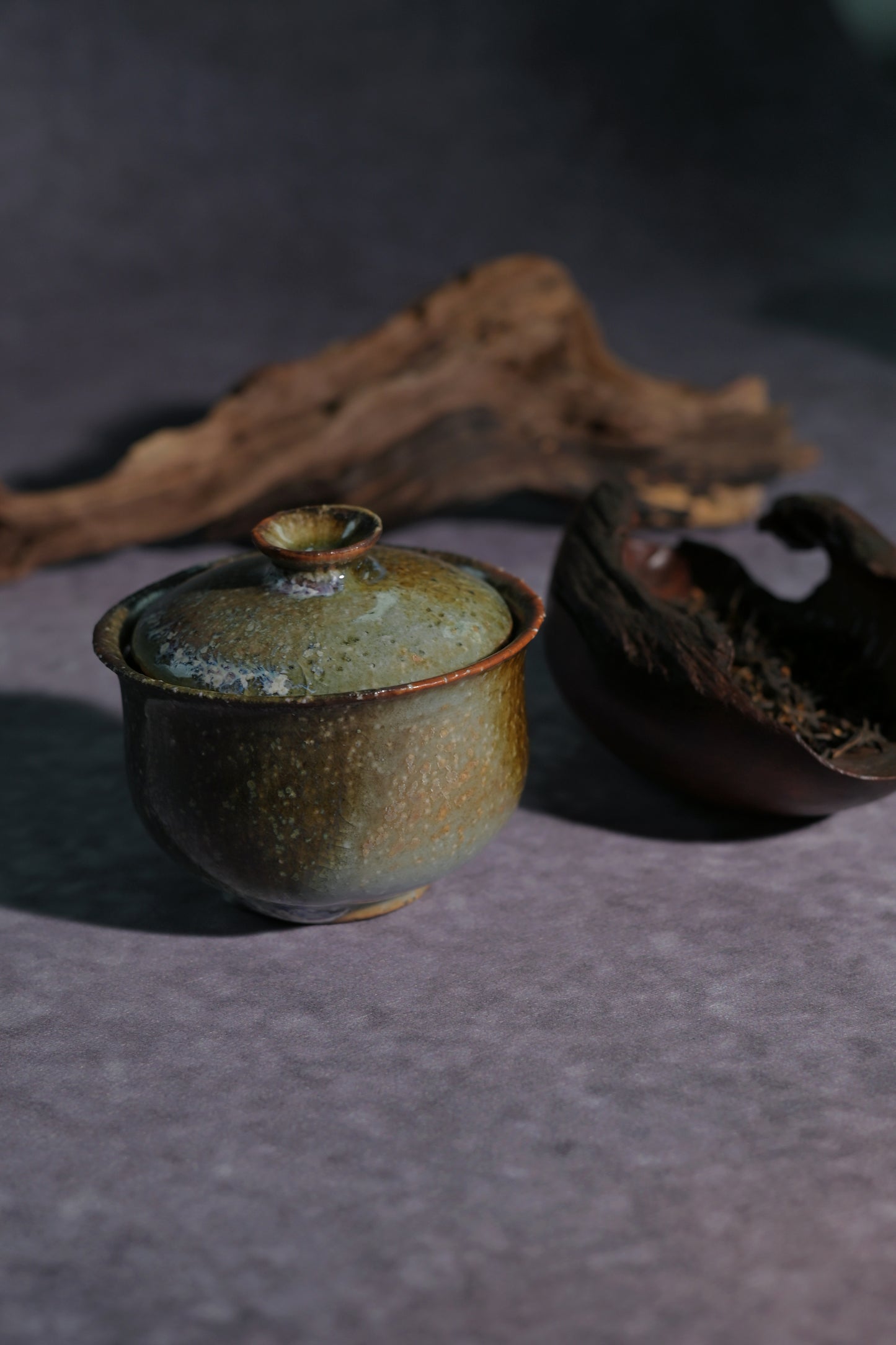 Unique Piece Wabi-Sabi Coarse Pottery Wood-Fired Gaiwan 130ml