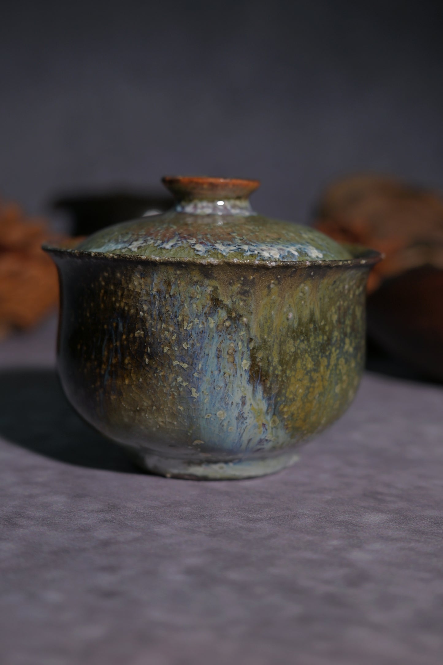 Unique Piece Wabi-Sabi Coarse Pottery Wood-Fired Gaiwan 130ml