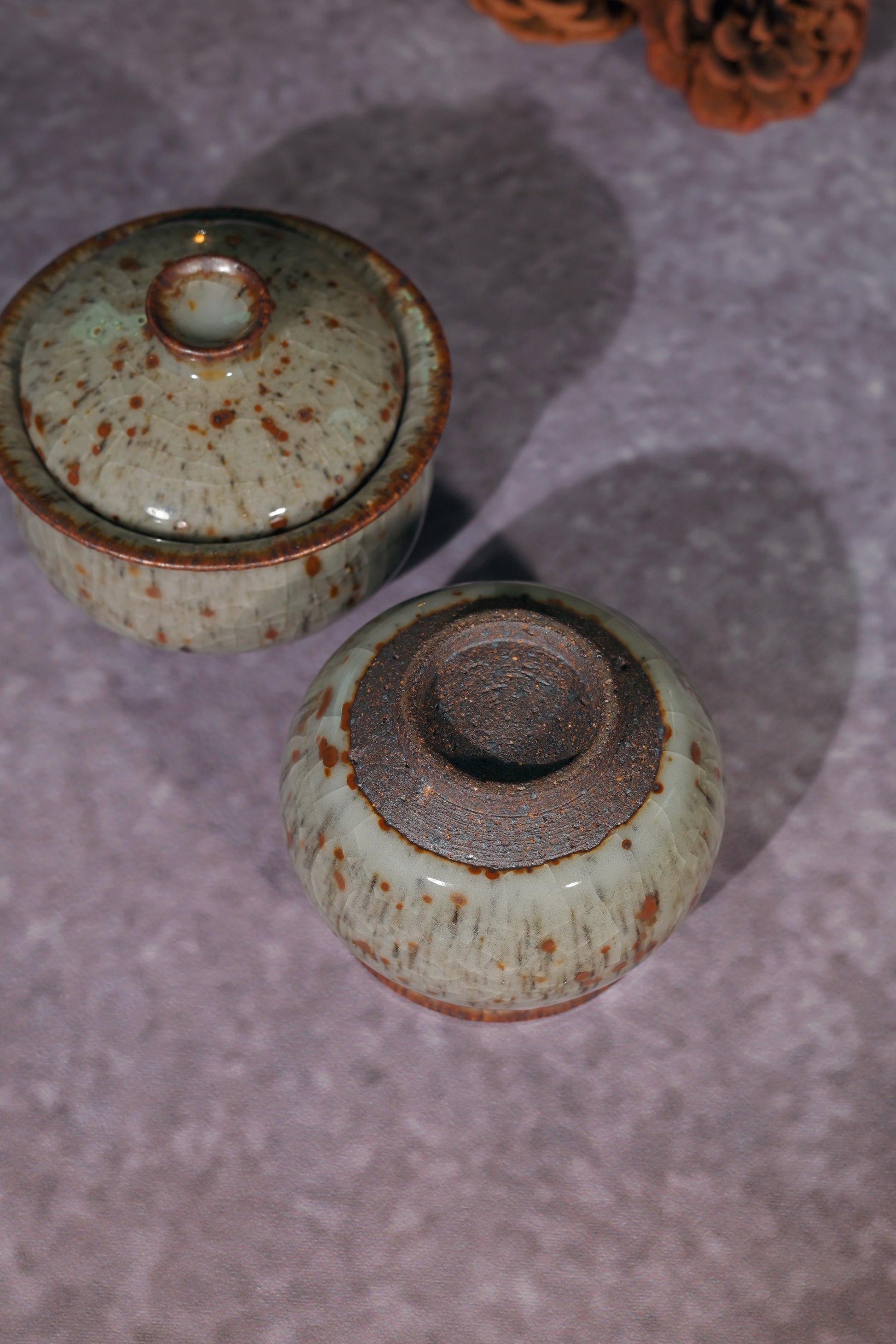 Collector's grade wood-fired Shino-ware set, 100% handmade and unrepeatable.
