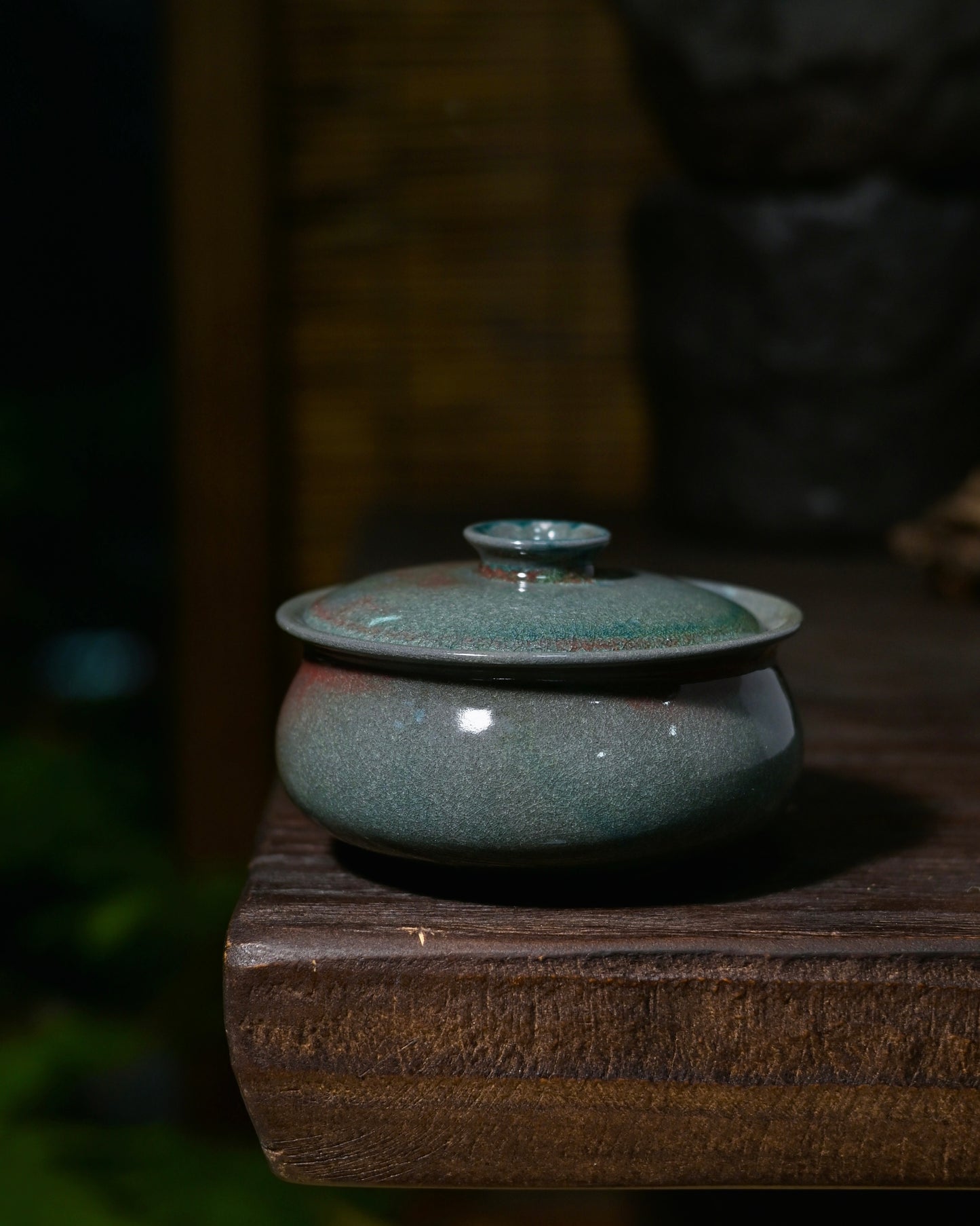 Unique Piece Wood-Fired Soda Kiln Kohiki Green Gaiwan 120ml