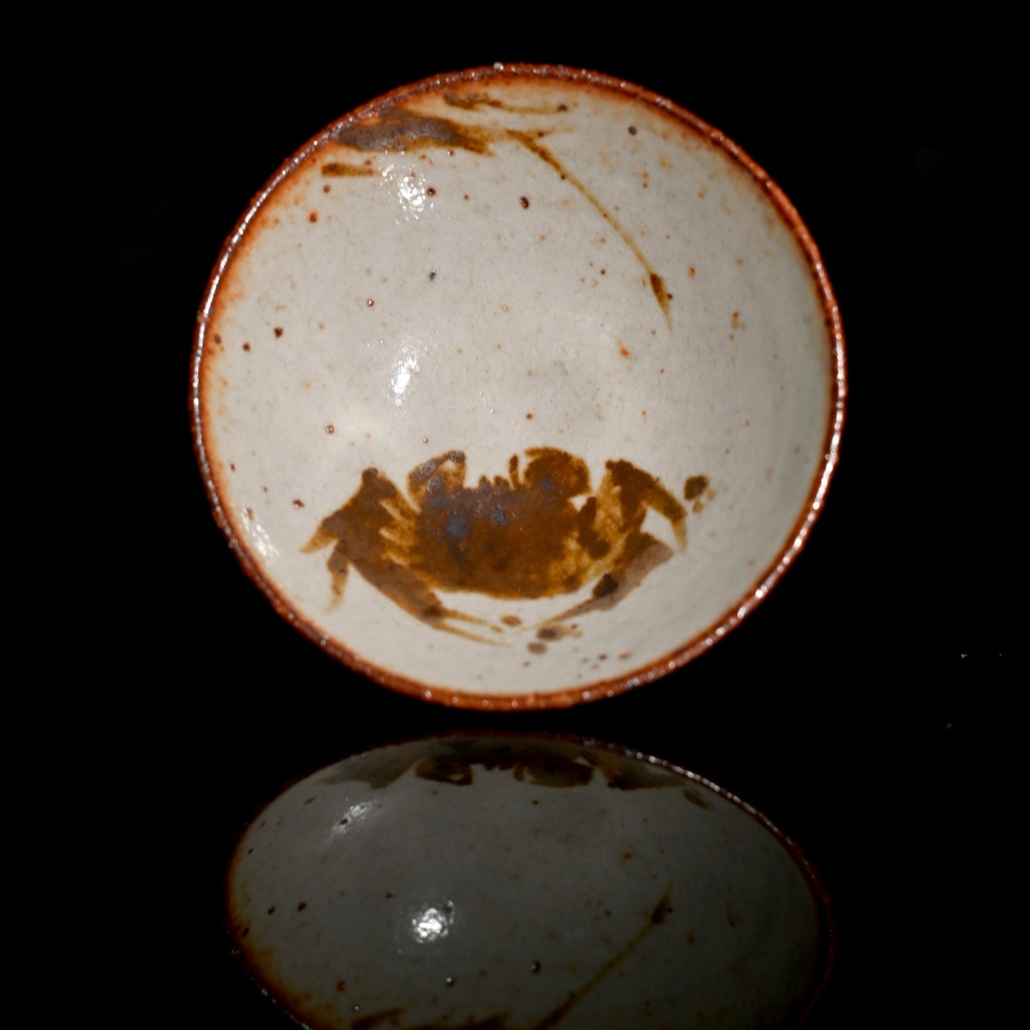 Unique Piece Wood-Fired Saggar Clay "Fortune Crab" Teacup 50ml
