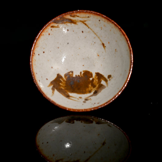 Unique Piece Wood-Fired Saggar Clay "Fortune Crab" Teacup 50ml