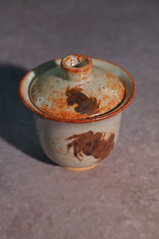Unique Piece Wood-Fired Hand-Painted ''Fortune Crab'' Saggar Clay Gaiwan 160ml