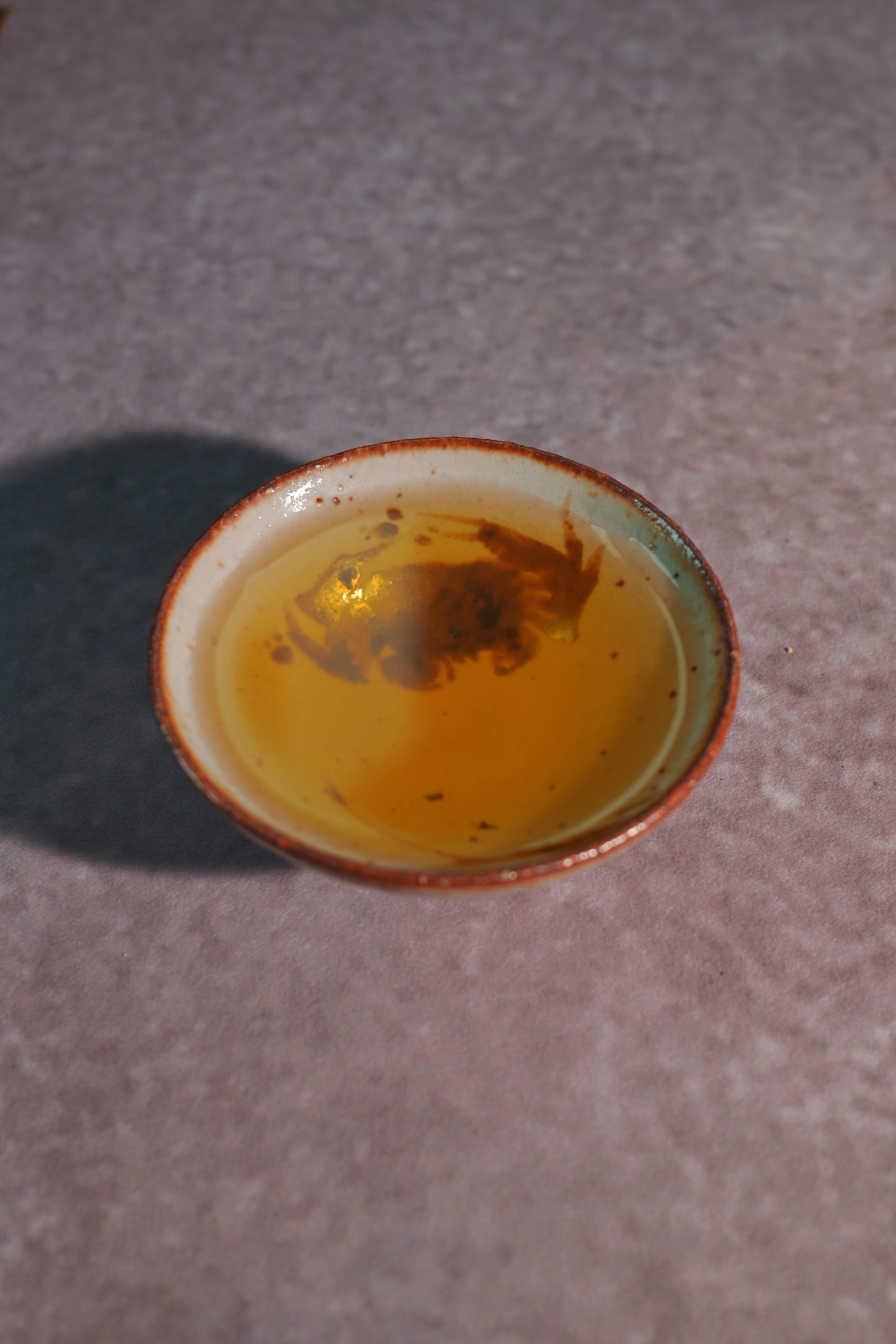 Unique Piece Wood-Fired Saggar Clay "Fortune Crab" Teacup 50ml