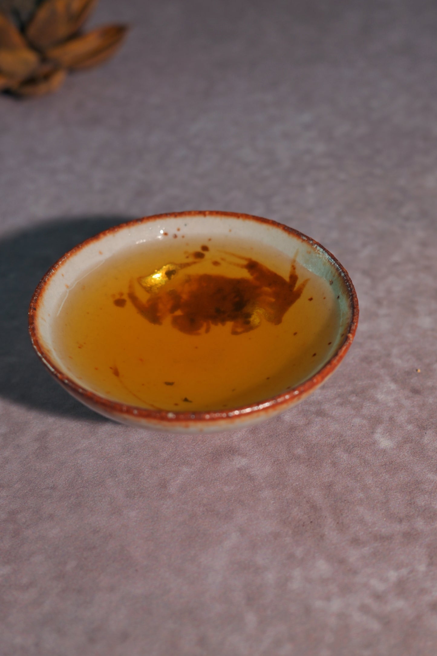 Unique Piece Wood-Fired Saggar Clay "Fortune Crab" Teacup 50ml