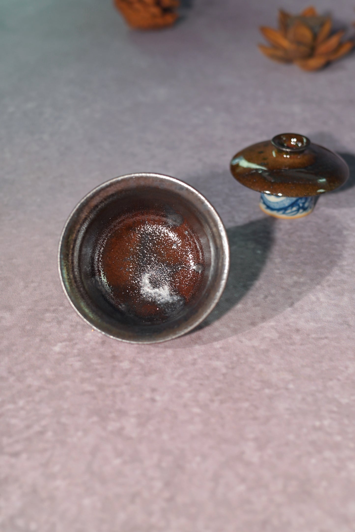 Unique Piece Wood-Fired Gaiwan With Silver-Painted Calligraphy 150ml