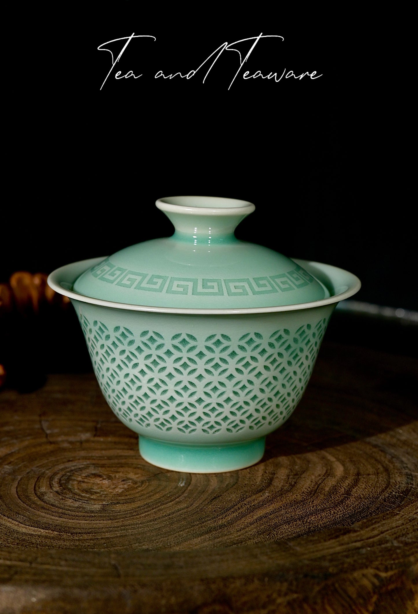 Longquan Celadon Handcrafted Linglong Pierced Gaiwan 130ml