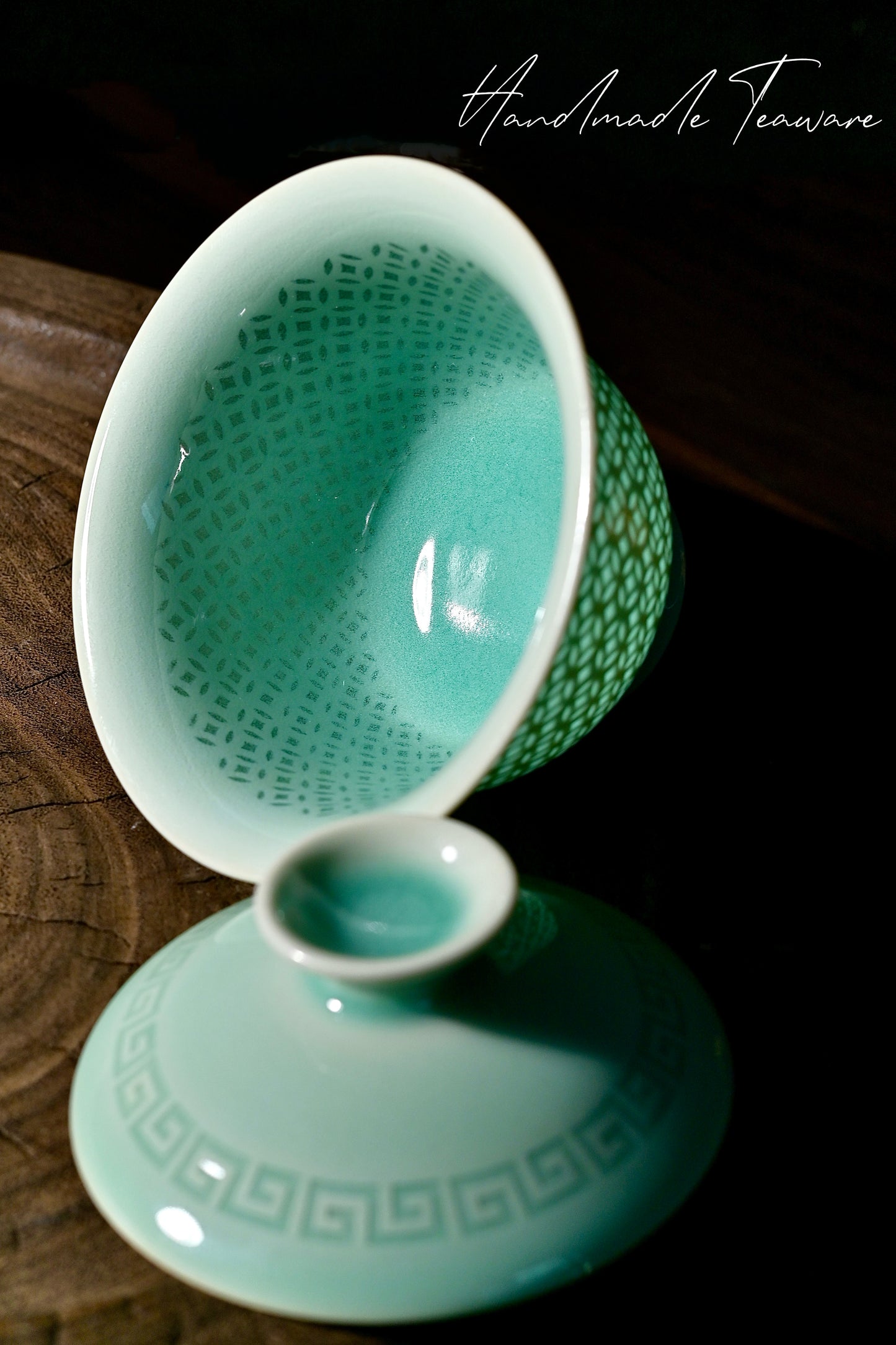 Longquan Celadon Handcrafted Linglong Pierced Gaiwan 130ml