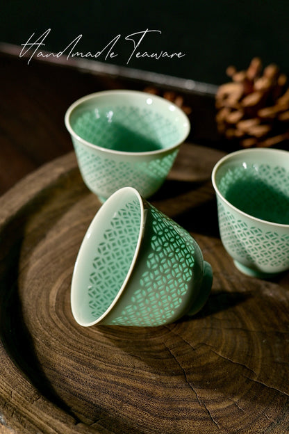 Tasse à thé Linglong en céladon de Longquan