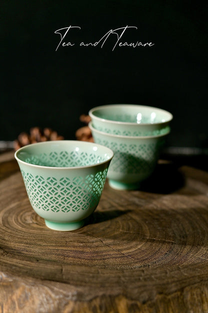 Tasse à thé Linglong en céladon de Longquan