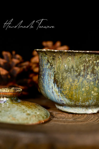 Unique Piece Wabi-Sabi Coarse Pottery Wood-Fired Gaiwan 130ml
