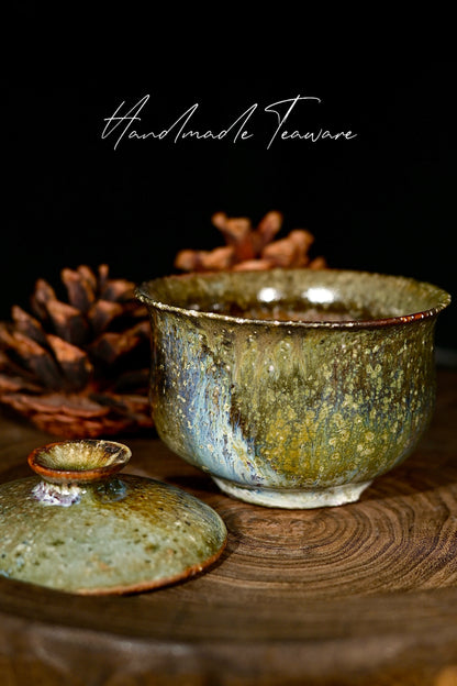 Unique Piece Wabi-Sabi Coarse Pottery Wood-Fired Gaiwan 130ml