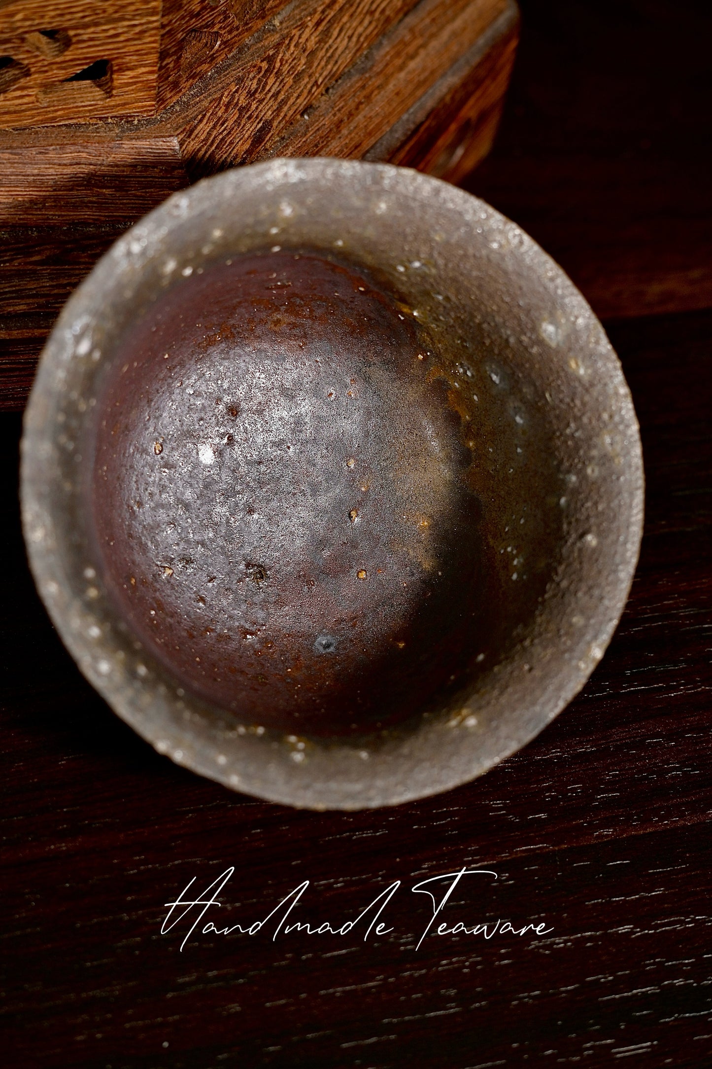 Unique Piece Wood-Fired Coarse Pottery "Ancient Sutra" Calligraphy Gaiwan 130ml