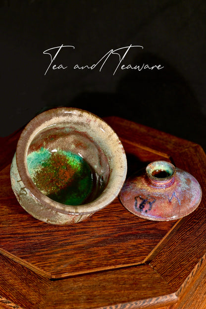 Unique Piece Handmade Soda-Fired "Calligraphy & Flame" Gaiwan 130ml