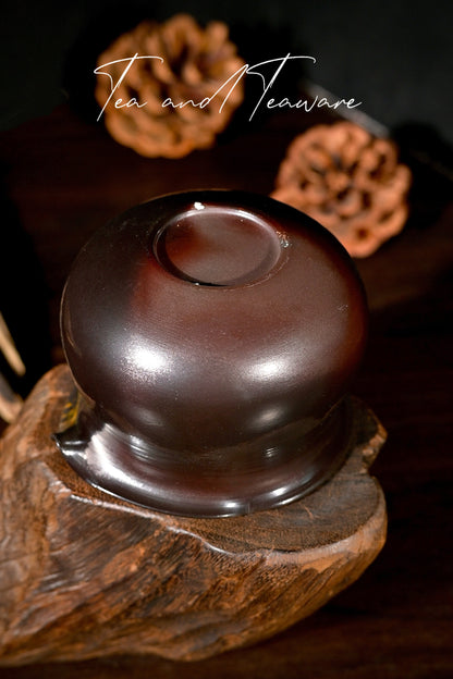 Pièce unique en bois cuit, boue artisanale noire et or, tasse d'équité 200 ml