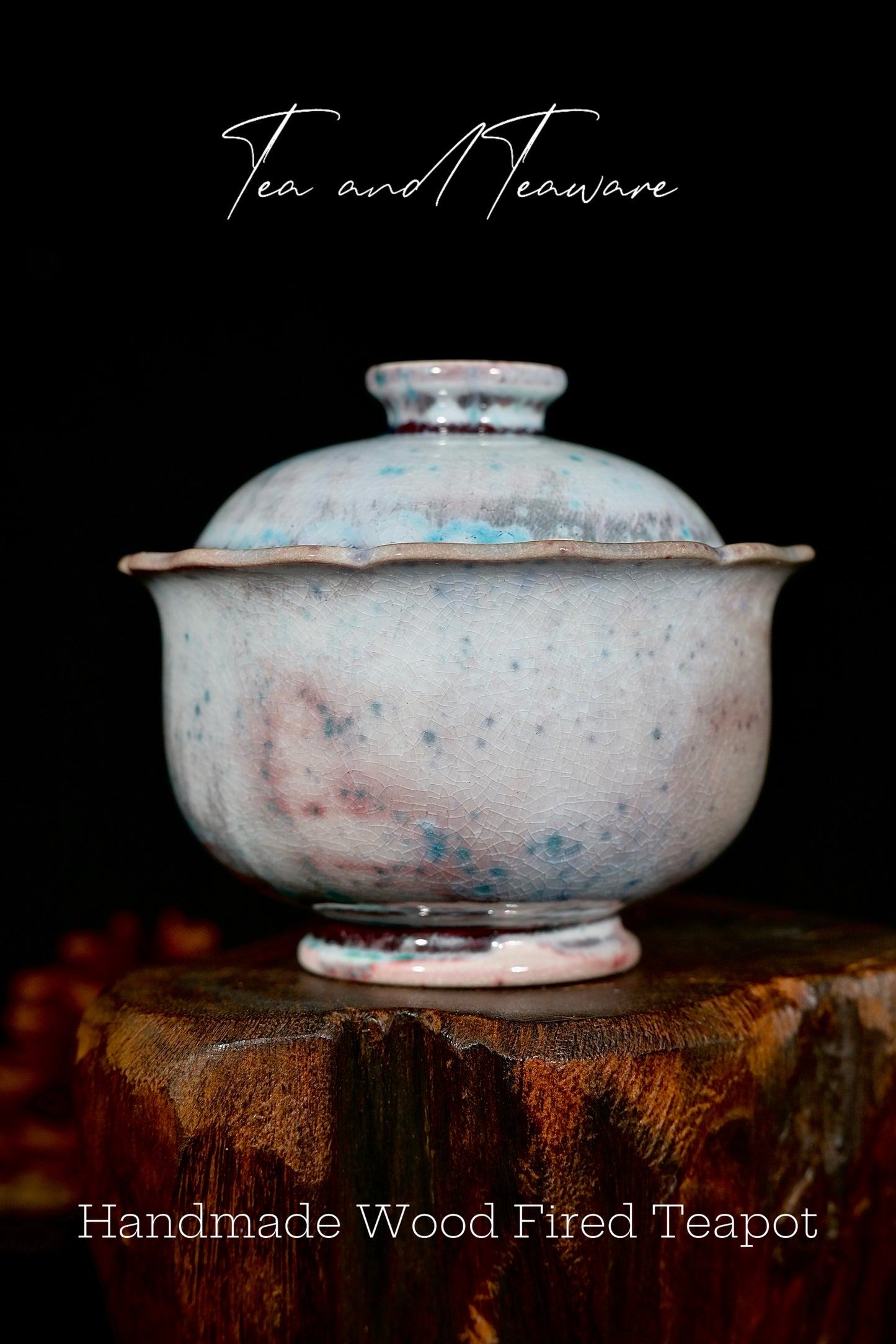 Unique Piece Wood-Fired Soda-Glazed Petal-Rim Gaiwan 100ml