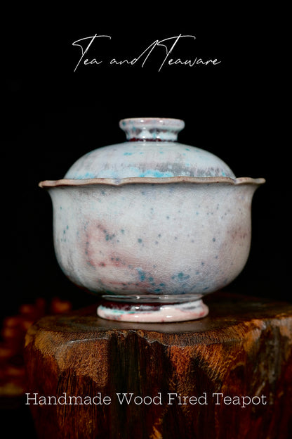 Unique Piece Wood-Fired Soda-Glazed Petal-Rim Gaiwan 100ml
