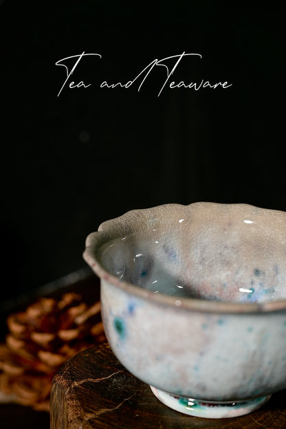 Unique Piece Wood-Fired Soda-Glazed Petal-Rim Gaiwan 100ml
