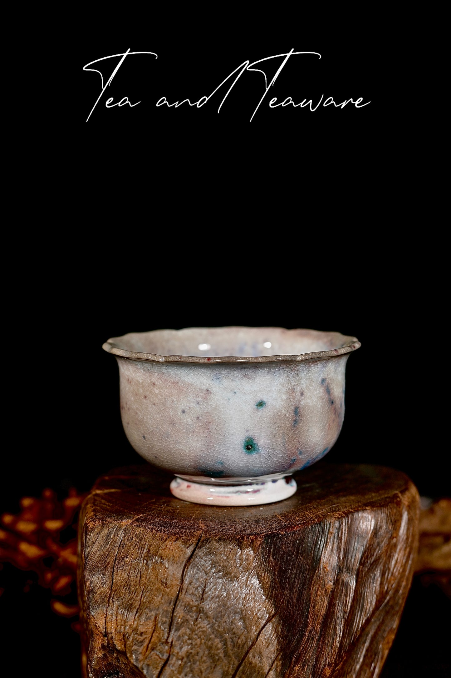 Unique Piece Wood-Fired Soda-Glazed Petal-Rim Gaiwan 100ml