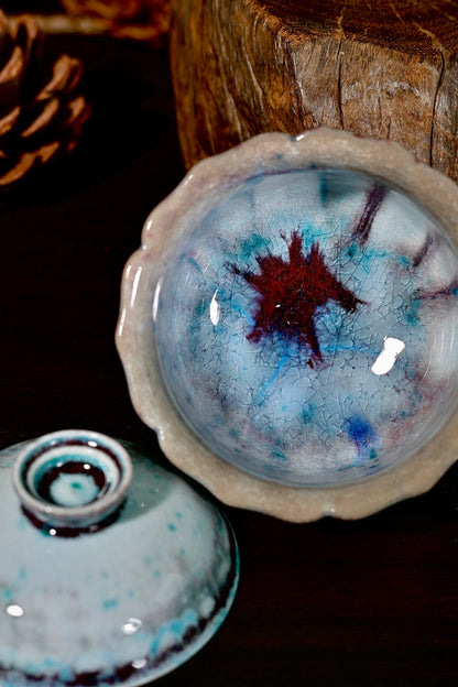 Unique Piece Wood-Fired Soda-Glazed Petal-Rim Gaiwan 100ml