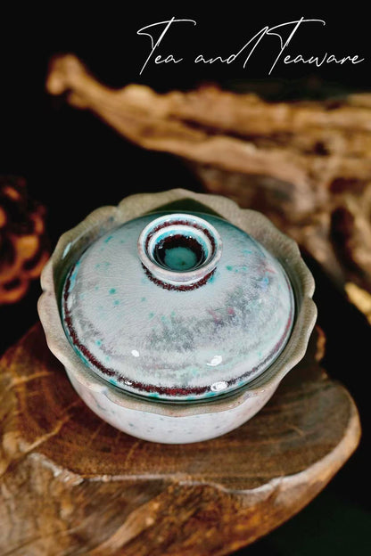 Unique Piece Wood-Fired Soda-Glazed Petal-Rim Gaiwan 100ml