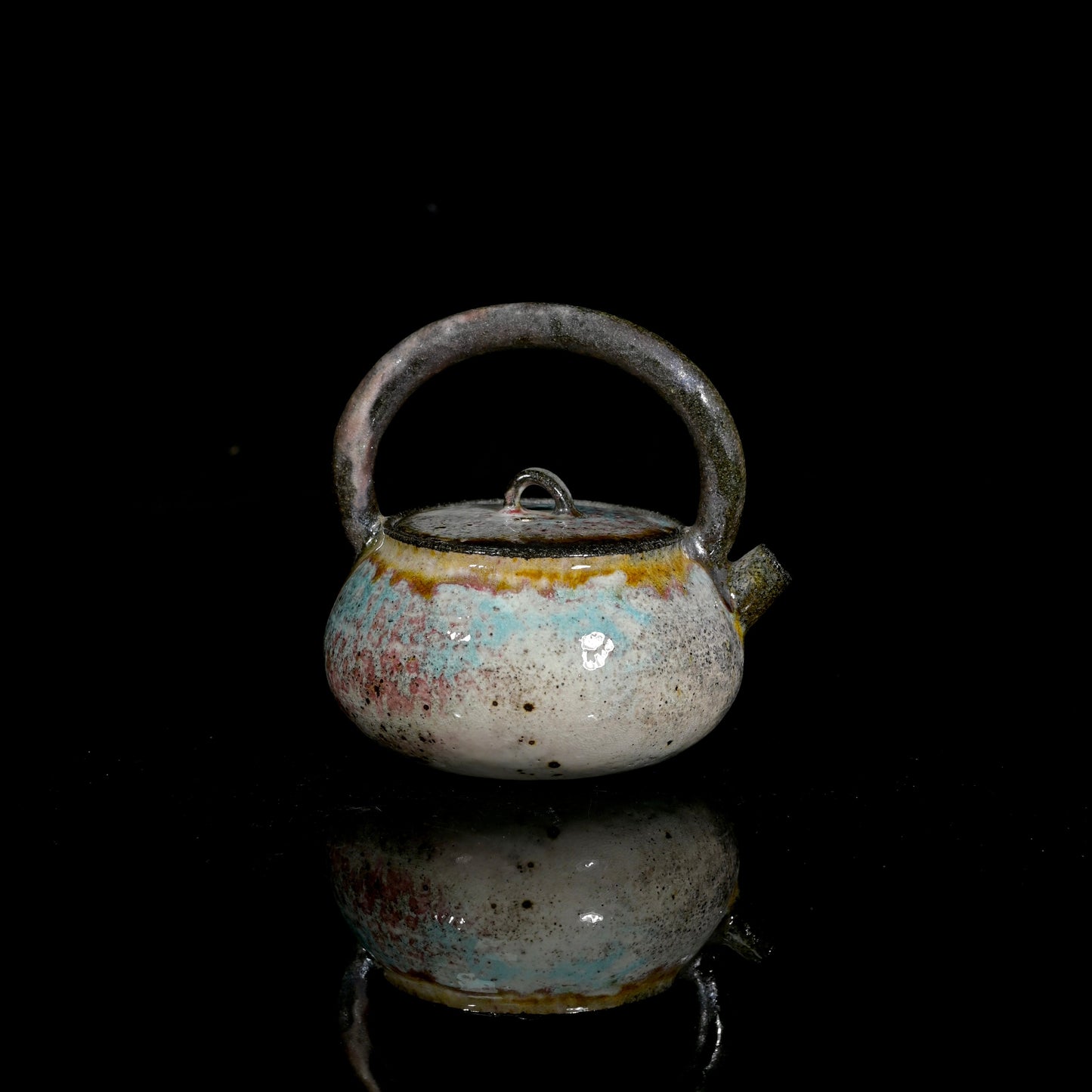 Unique Piece Handcrafted Kohiki Wood-Fired Overhead Handle Teapot 170ml