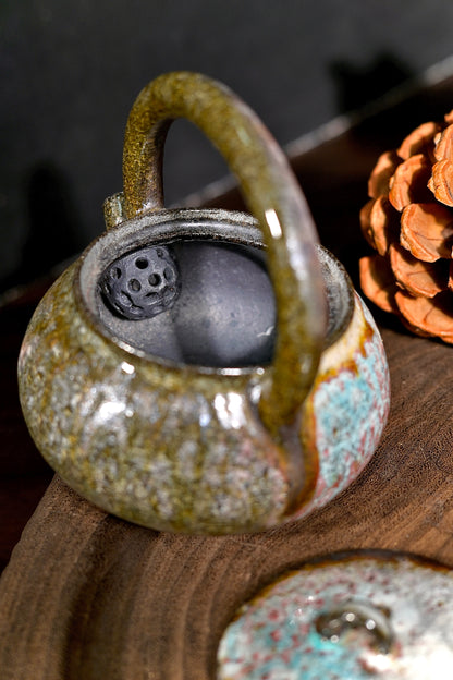 Unique Piece Handcrafted Kohiki Wood-Fired Overhead Handle Teapot 170ml