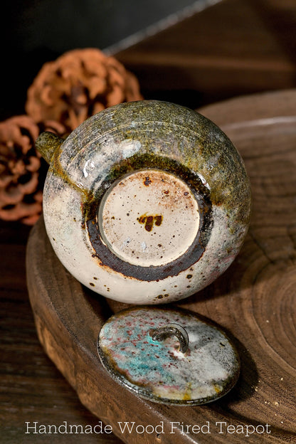 Unique Piece Handcrafted Kohiki Wood-Fired Overhead Handle Teapot 170ml