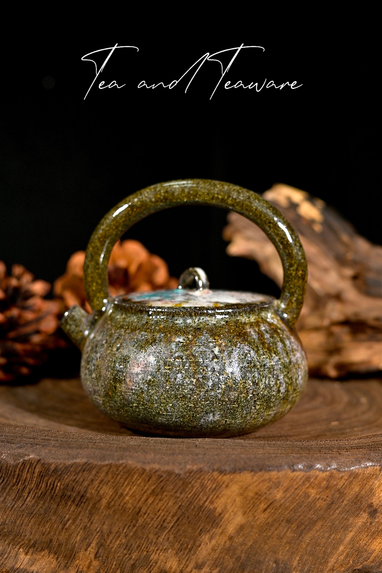 Unique Piece Handcrafted Kohiki Wood-Fired Overhead Handle Teapot 170ml