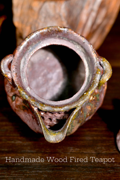 Unique Piece Handcrafted Wood-Fired Baoping Teapot with Flower Petal Lid 125ml