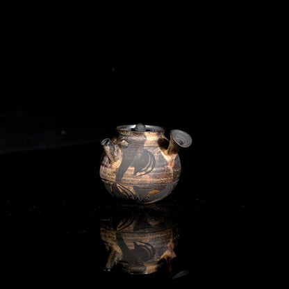 Unique Piece Handcrafted Carved Wood-Fired Side-Handle Teapot 125ml