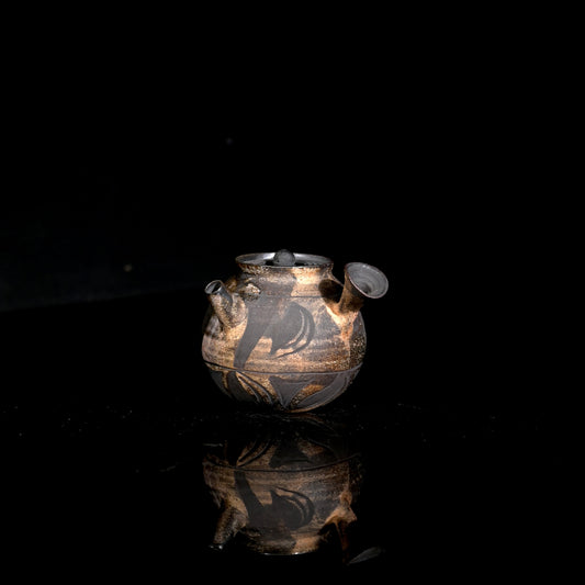 Unique Piece Handcrafted Carved Wood-Fired Side-Handle Teapot 125ml
