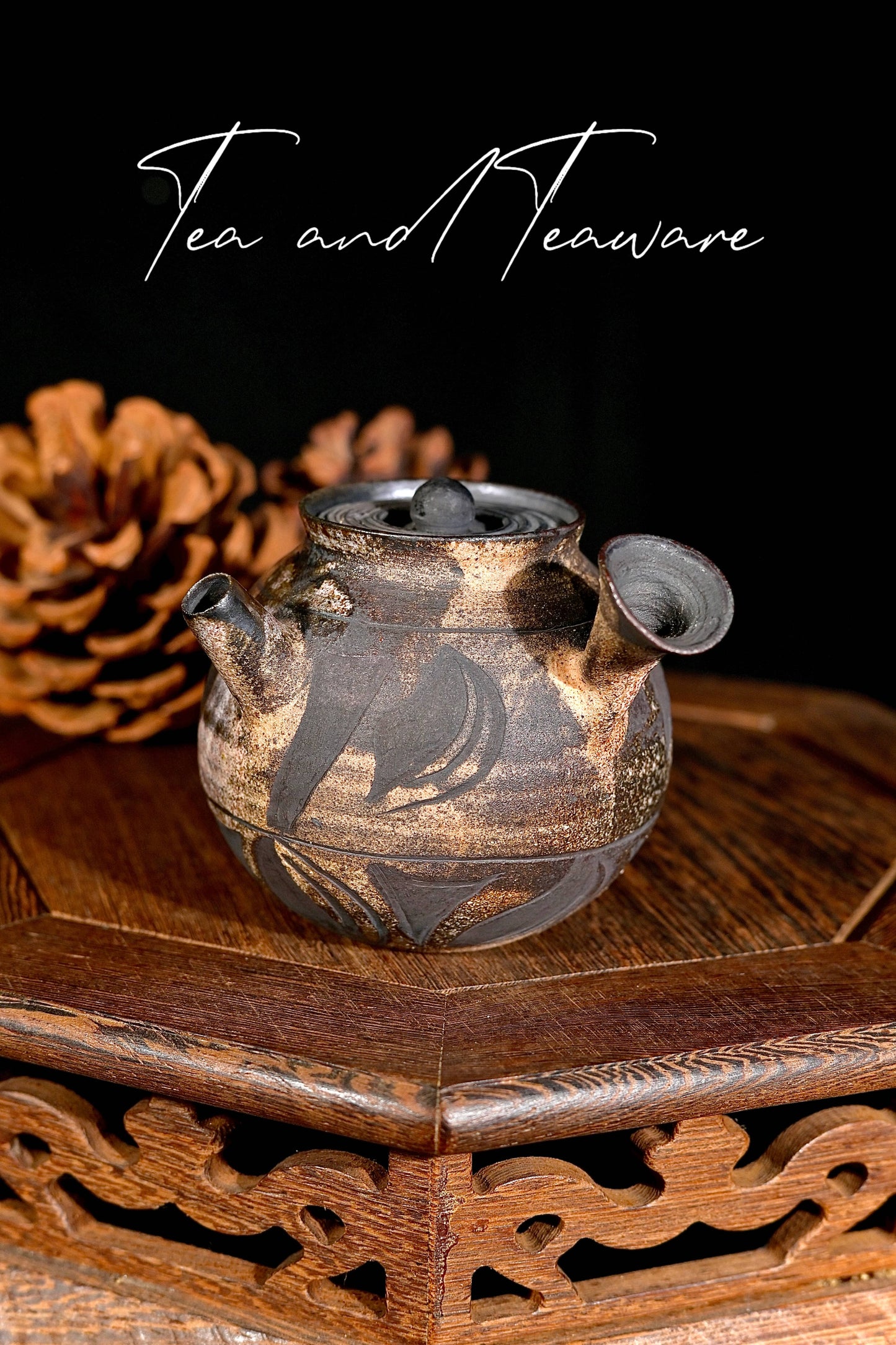 Unique Piece Handcrafted Carved Wood-Fired Side-Handle Teapot 125ml