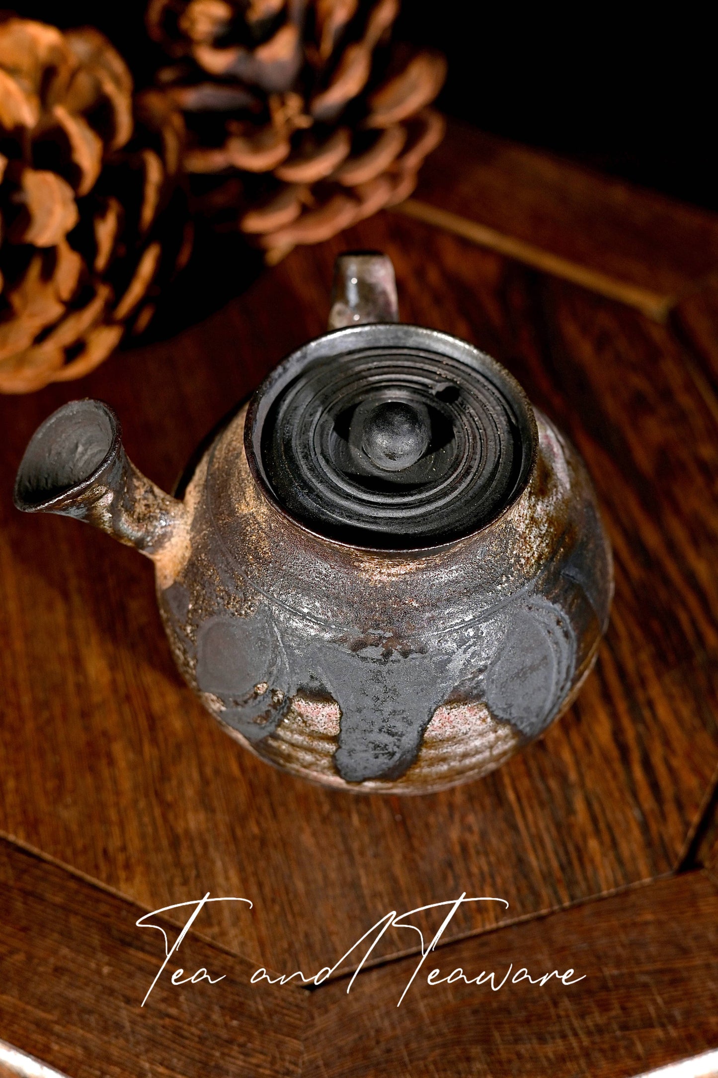 Unique Piece Handcrafted Carved Wood-Fired Side-Handle Teapot 125ml